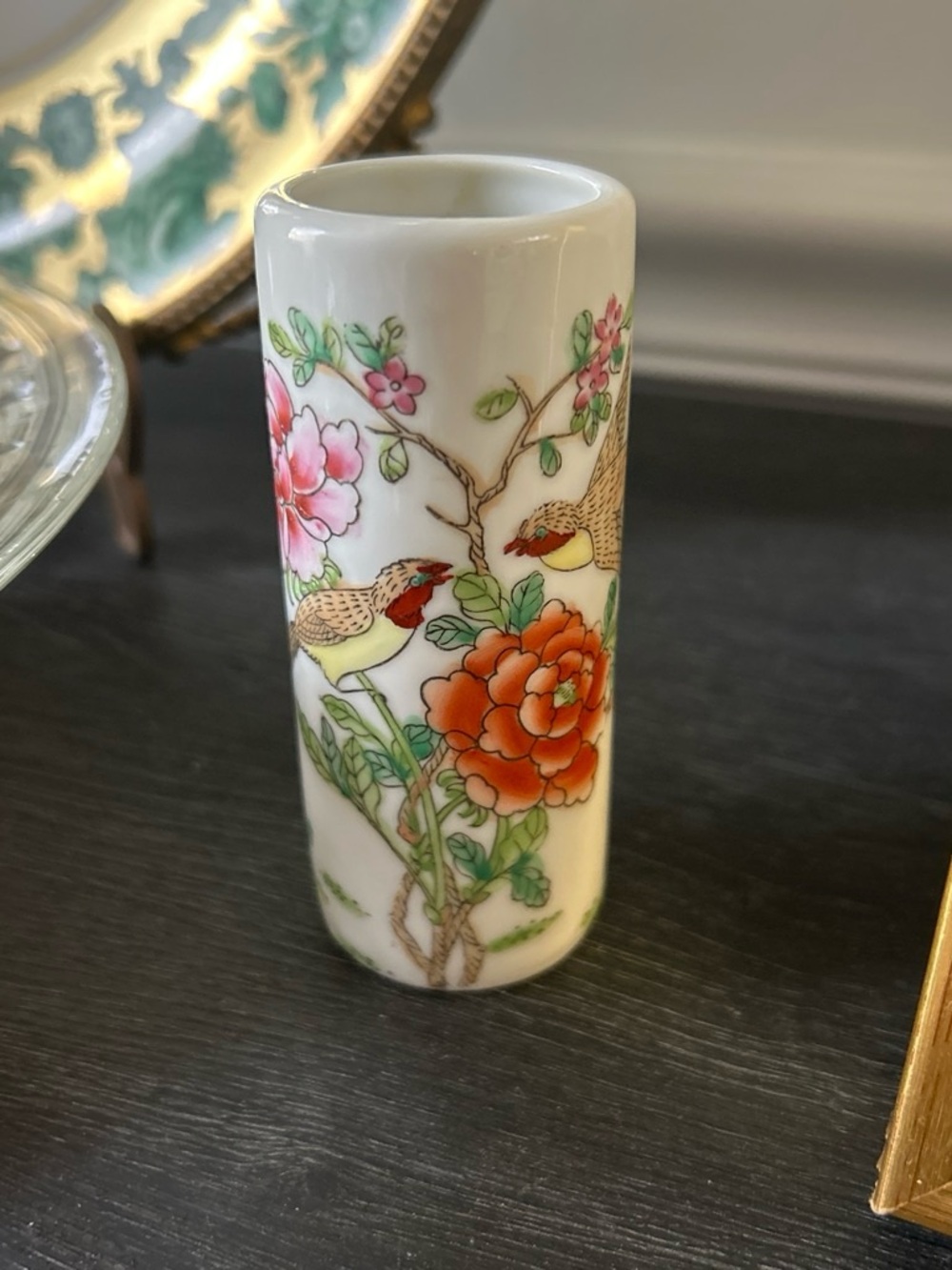 Vintage Chinese famille rose porcelain brush pot